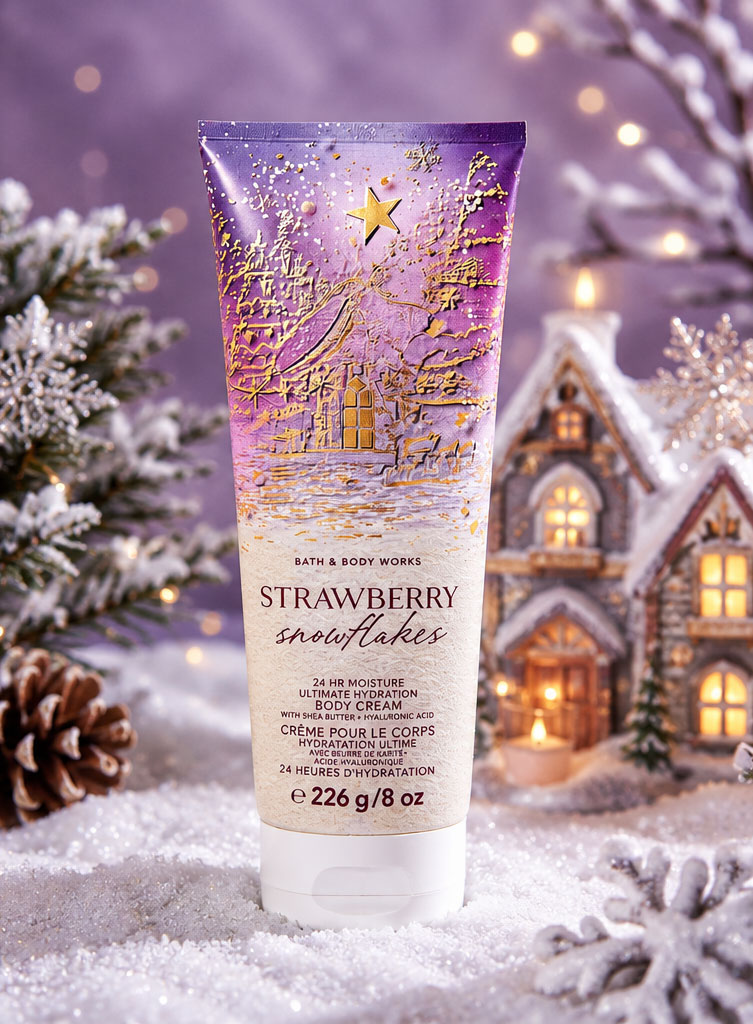 کرم بدن بس اند بادی ورکز مدل Strawberry Snowflakes